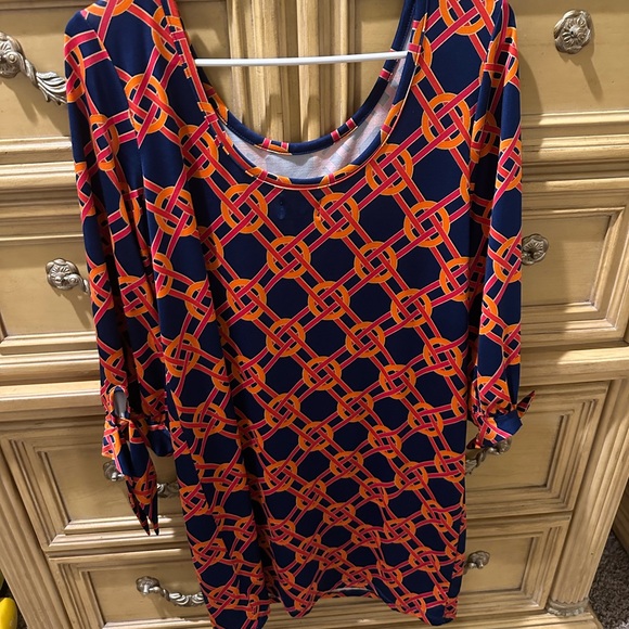 Mud Pie Geometric Pattern Dress with Bow Sleeves - EUC - Small - Picture 4 of 6